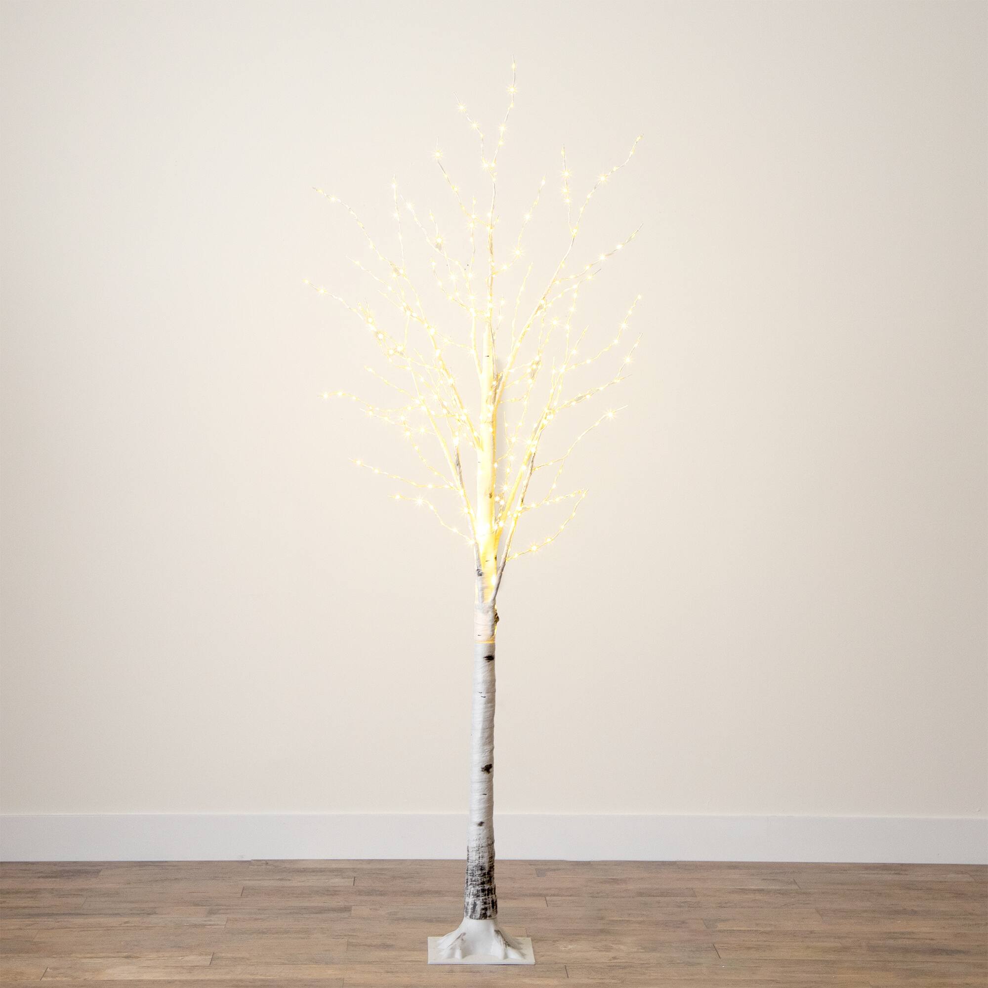 7ft. Pre-Lit White Birch Artificial Christmas Tree, Warm White LED Lights